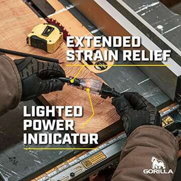 GORILLA Extension Cord - Heavy Duty Outdoor / Indoor Premium Power Cord | Built for Extreme Weather & Demanding Conditions | Made GORILLA Tough Guaranteed (50FT - 12 Gauge)