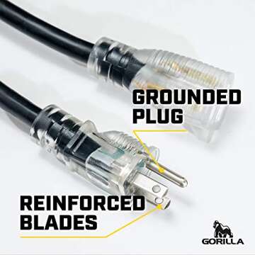 GORILLA Extension Cord - Heavy Duty Outdoor / Indoor Premium Power Cord | Built for Extreme Weather & Demanding Conditions | Made GORILLA Tough Guaranteed (50FT - 12 Gauge)