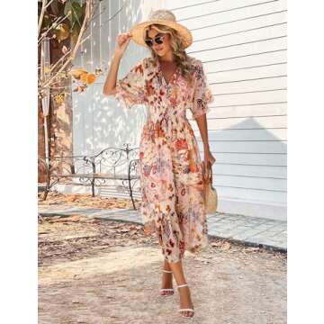 Meetrendi Women Floral Maxi Dress for Summer Weddings