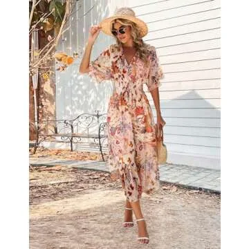 Meetrendi Women Floral Maxi Dress for Summer Weddings