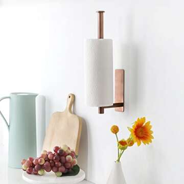 Rose Gold Paper Towel Holder - Elegant & Easy Install