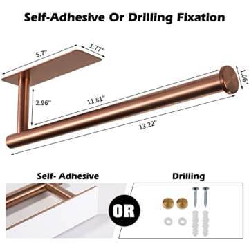 Rose Gold Paper Towel Holder - Elegant & Easy Install