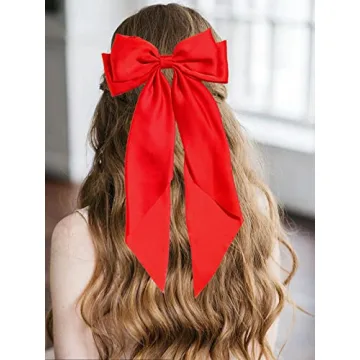 Large Silk Satin Red Hair Bow Clips for Every Occasion