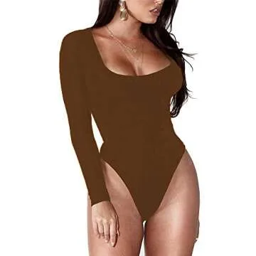 BelleLovin Women's Square Neck Long Sleeve Bodysuit - Chic and Comfortable Fashion Essential