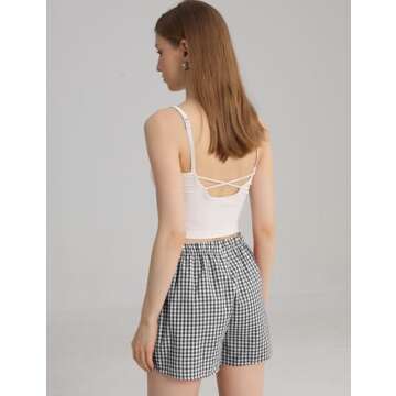 Yimoon 2 Pack Y2K Plaid Shorts for Women Gingham Pajama Boxer Shorts Elastic Waist Checkered Lounge Shorts Sleepwear