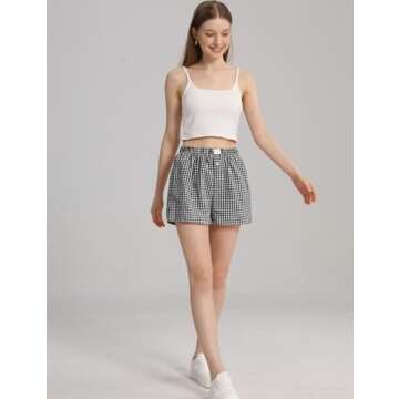 Yimoon 2 Pack Y2K Plaid Shorts for Women Gingham Pajama Boxer Shorts Elastic Waist Checkered Lounge Shorts Sleepwear