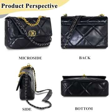 Crossbody Bag for Women Soft PU Leather Handbag Womens Hobo Shoulder bag with Wallet Diamond Plaid (19Black)