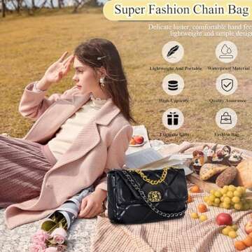 Crossbody Bag for Women Soft PU Leather Handbag Womens Hobo Shoulder bag with Wallet Diamond Plaid (19Black)