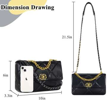 Crossbody Bag for Women Soft PU Leather Handbag Womens Hobo Shoulder bag with Wallet Diamond Plaid (19Black)