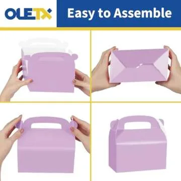 Oletx 30-Pack Purple Party Favor Treat Boxes, Goodie Boxes, Gable Paper Gift Boxes with Handles. Perfect for Purple Birthday Party Baby Shower Decoration Supplies.