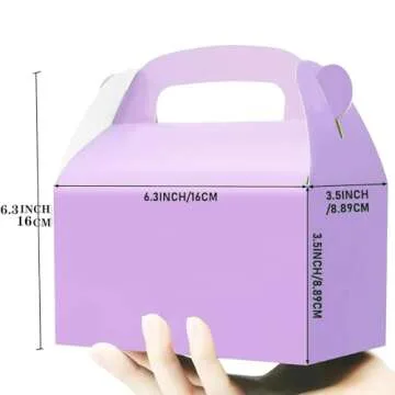 Oletx 30-Pack Purple Party Favor Treat Boxes, Goodie Boxes, Gable Paper Gift Boxes with Handles. Perfect for Purple Birthday Party Baby Shower Decoration Supplies.
