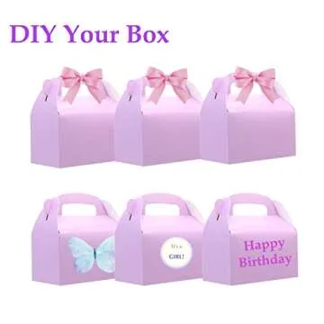 Oletx 30-Pack Purple Party Favor Treat Boxes, Goodie Boxes, Gable Paper Gift Boxes with Handles. Perfect for Purple Birthday Party Baby Shower Decoration Supplies.