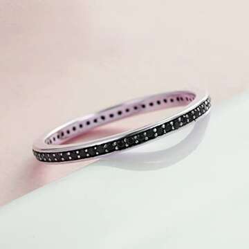 WOSTU 2MM Thin Band Eternity Ring in Sterling Silver