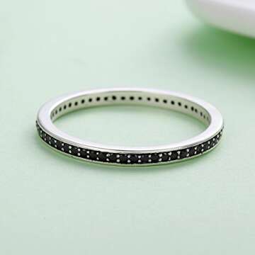 WOSTU 2MM Thin Band Eternity Ring in Sterling Silver