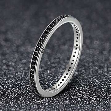 WOSTU 2MM Thin Band Eternity Ring in Sterling Silver