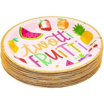 Twotti Frutti Paper Plates for 2nd Birthday - 48 Pack