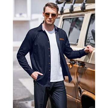 Coofandy Slim Fit Dress Shirt for Men - Ultramarine Blue