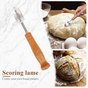 PENGULY Banneton Bread Proofing Basket Set of 2, 9 Inch Round Sourdough Starter Kit, Bread Baking Supplies Tools with Proofing Basket for Bread Making, Dough Whisk, Bread Lame, Basket Gift Set