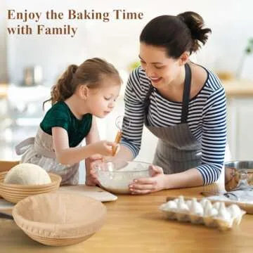PENGULY Banneton Bread Proofing Basket Set of 2, 9 Inch Round Sourdough Starter Kit, Bread Baking Supplies Tools with Proofing Basket for Bread Making, Dough Whisk, Bread Lame, Basket Gift Set