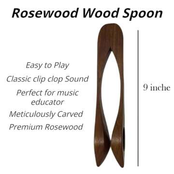 AAR Rosewood Wood Spoon Percussion Irish Celtic Folk Musical 9" long