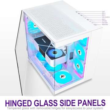 FOIFKIN F600 PC Case - Pre-Installed 6 PWM ARGB Fan, ATX Mid-Tower Gaming PC Case, 270° Panoramic Glass with Type-C, FOIFKIN (White, F600)