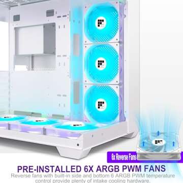 FOIFKIN F600 PC Case - Pre-Installed 6 PWM ARGB Fan, ATX Mid-Tower Gaming PC Case, 270° Panoramic Glass with Type-C, FOIFKIN (White, F600)