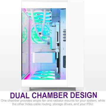 FOIFKIN F600 PC Case - Pre-Installed 6 PWM ARGB Fan, ATX Mid-Tower Gaming PC Case, 270° Panoramic Glass with Type-C, FOIFKIN (White, F600)