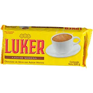 LUKER Chocolate de Mesa con Azucar Morena 500 grs - 0% Cholesterol / Table Chocolate with Brown Sugar 17.6 oz.- 0% Cholesterol