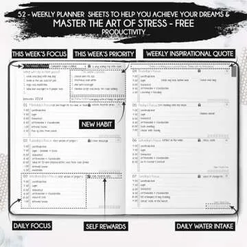 Law of Attraction Planner 2025 - Hourly, Weekly & Monthly Goal Setting Planner, 12 Month Journey to Increase Productivity | Life & Gratitude Journal, Include Foldable Vision Board, Gift Box & Stickers