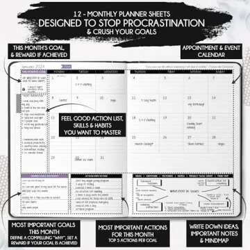 Law of Attraction Planner 2025 - Hourly, Weekly & Monthly Goal Setting Planner, 12 Month Journey to Increase Productivity | Life & Gratitude Journal, Include Foldable Vision Board, Gift Box & Stickers