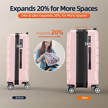 SHOWKOO Expandable Luggage Set - Durable and Stylish