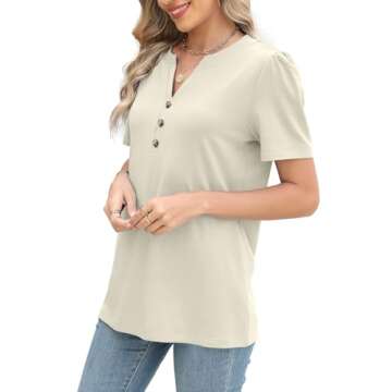 V Neck Button Down Summer Tops for Women