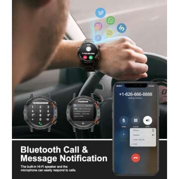 Military Smart Watch for Men with Bluetooth Calls, 100 Sports Modes, 5ATM Waterproof & Heart Rate Mo...