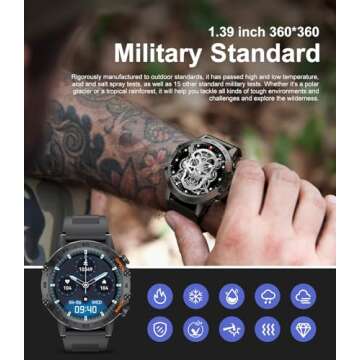Rugged Military Smart Watch for Men with 100+ Sports Modes