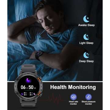 Rugged Military Smart Watch for Men with 100+ Sports Modes