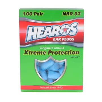 HEAROS Xtreme Foam Earplugs - 100 Pairs - 33dB NRR Noise Reduction