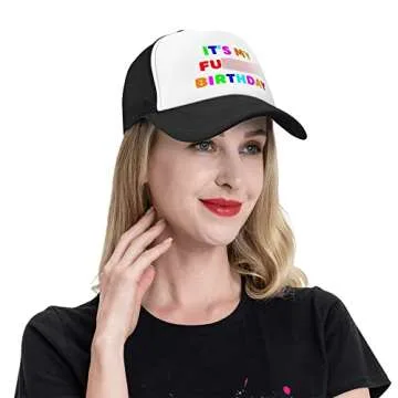 Gxaxyoupe Happy Birthday Decorations Hats for Men Women, Funny Trucker Hat, Birthday Party Supplies, Adjustable Snapback Mesh Baseball Cap for Daughter Son Dad Mom