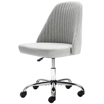 edx Home Office Desk Chair, Modern Adjustable Low Back Rolling Chair Twill Fabric Upholstered Chair ...