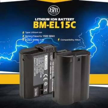 BM Premium 2 Pack of EN-EL15C High Capacity Batteries for Nikon Zf, Z5, Z6, Z6 II, Z7, Z8, Z7II, D780, D850, D7500, 1 V1, D500, D600, D610, D750, D800, D810, D810A, D7000, D7100, D7200 Cameras