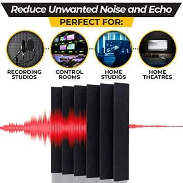 Soundproof Acoustic Foam Panels - 12 Pack 2" X 12" X 12" Soundproofing Black Wedges Fireproof Studio Foam, Absorbing Sound Proof Dampening and Padding Insulation Panel