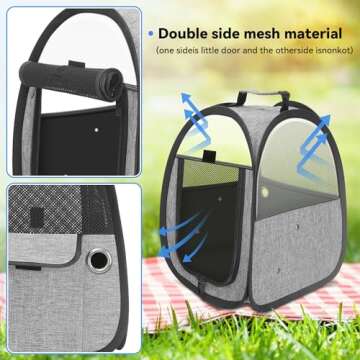 Akinerri Birds Travel Carrier, Small Bird Travel Bag, Transparent Breathable Travel Cage Bird Parrot Carrier, Include Perch and Bottom Tray