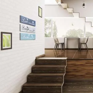 Jetec 3 Pieces Rustic Wood Sign Wall Decor Live Love Blessed Family and Love Quote Sign Farmhouse Wall Mount Decoration for Home Kitchen Living Room, 12 x 3 x 0.2 Inch(Blue Series,Classic)