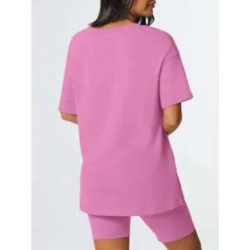 AUTOMET Preppy Womens Two Piece Sets Summer Outfits 2024 Reversible V Neck Shirts Biker Shorts Lounge Matching Tracksuits