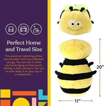 Special Supplies Bumble Bee Sensory Vibrating Pillow, Pressure Activated for Kids and Adults, Plush Minky Soft with Textured Therapy Stimulation Bumps. Size: 11 by 20 inches