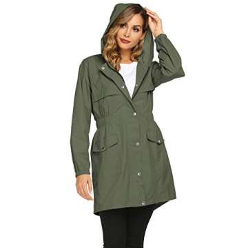 Avoogue Rain Jacket Women Lightweight Long Raincoat Waterproof Packable Active Hiking Jacket