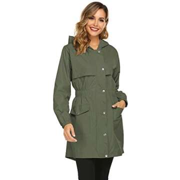 Avoogue Rain Jacket Women Lightweight Long Raincoat Waterproof Packable Active Hiking Jacket