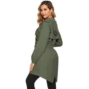 Avoogue Rain Jacket Women Lightweight Long Raincoat Waterproof Packable Active Hiking Jacket
