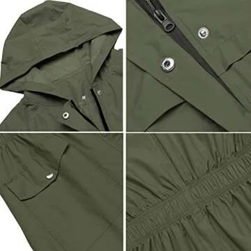 Avoogue Rain Jacket Women Lightweight Long Raincoat Waterproof Packable Active Hiking Jacket