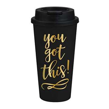 Slant Collections Creative Brands Acrylic Double-Wall Coffee Tumbler with Lid, 16-Ounce, You Got This