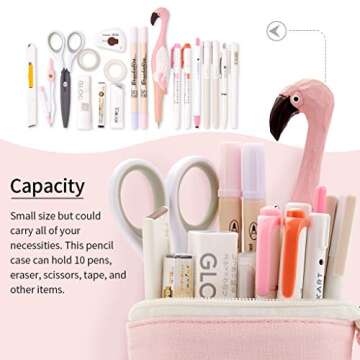 EASTHILL Cartoon Cute Cat Pencil Pouch Canvas Pen Bag Standing Stationery Case Holder Box Student (P...